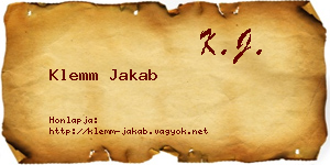 Klemm Jakab névjegykártya